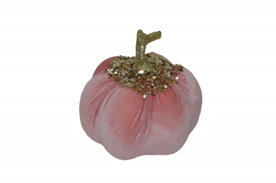 velvet pumpkin with beads 13*13cm peach pink